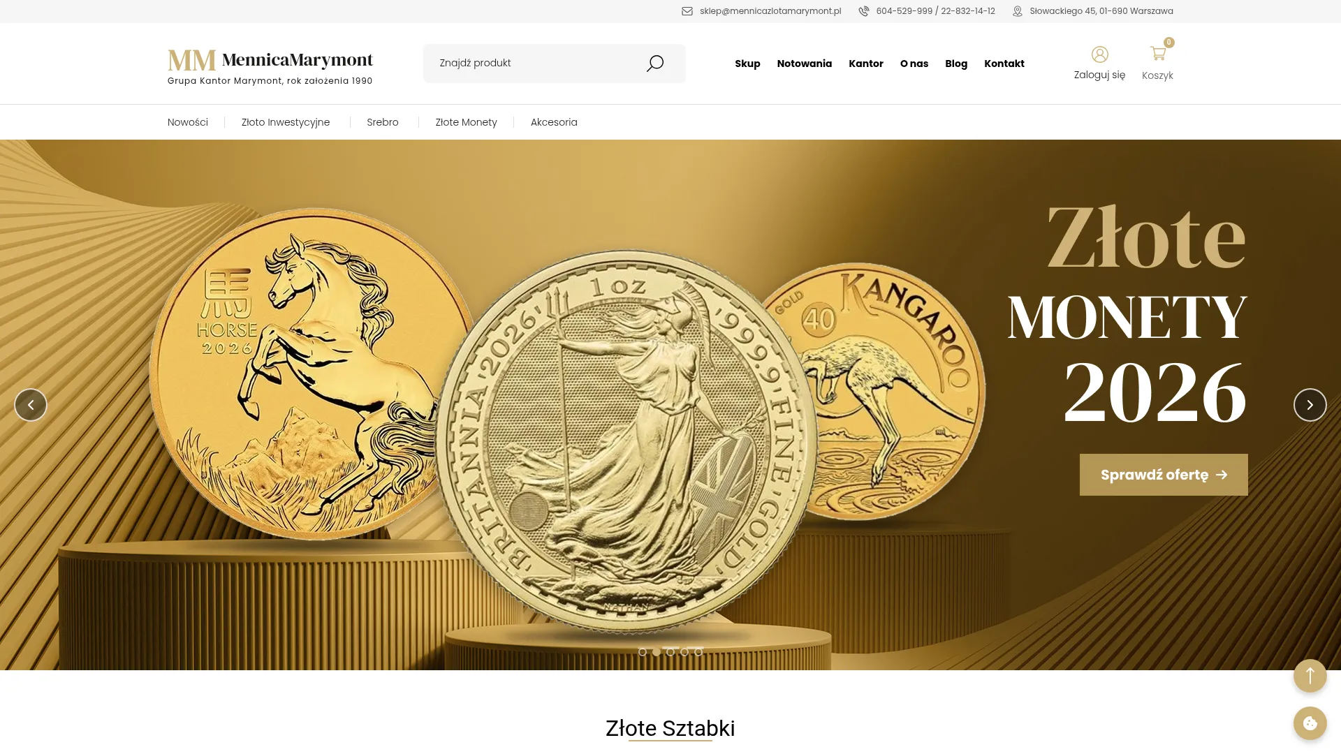 Screenshot of mennicazlotamarymont.pl